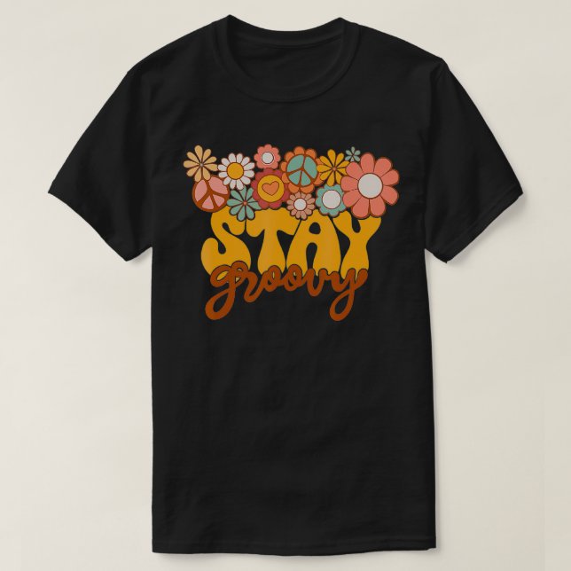 T-shirt Tournesol Rétro Hippie Reste Super Positif Mentali (Design devant)