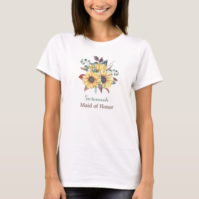 T-shirt Tournesol rustique servante d'honneur ou servante  (Devant)
