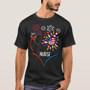 T-shirt Tournesol Stethoscope Infirmière Quatrième 4 juill