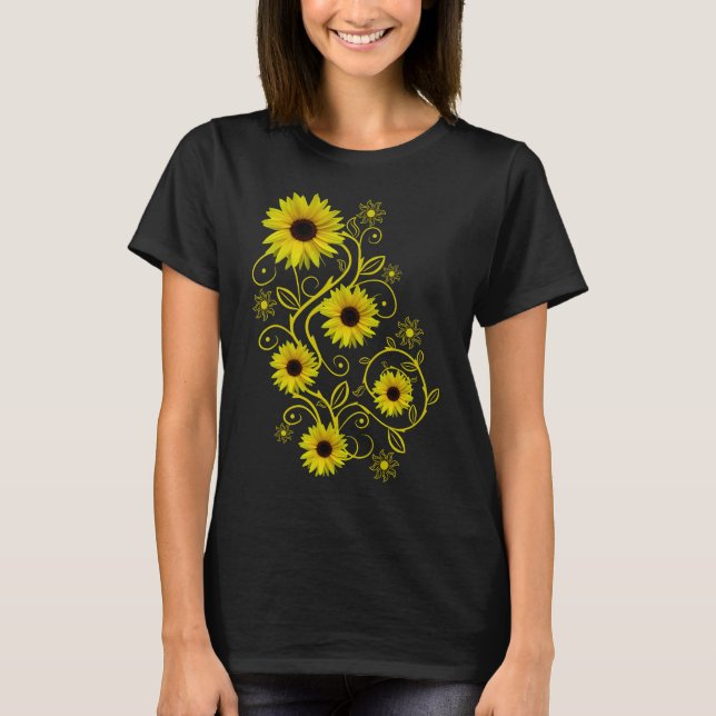 T-shirt Tournesol Tournesol Blumranke Ornament (Devant)