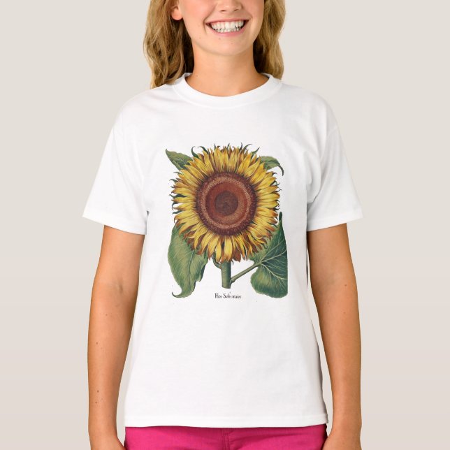 T-shirt Tournesol Vintage Damas Fleur Art (Devant)