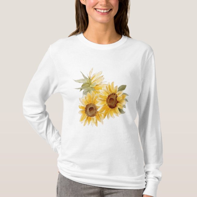 T-shirt Tournesols à l'aquarelle (Devant)