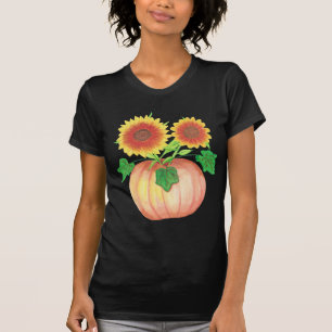 T-shirt Tournesols d'automne en Citrouille avec Tee - shir