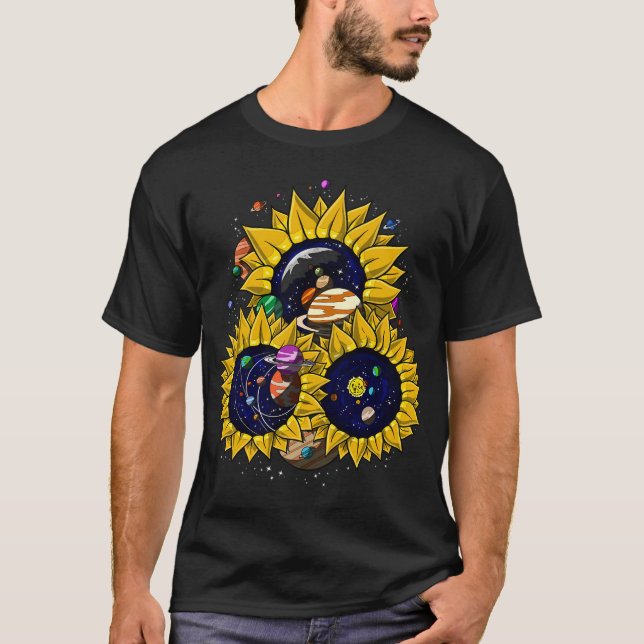 T-shirt Tournesols de l'espace psychédéliques (Devant)