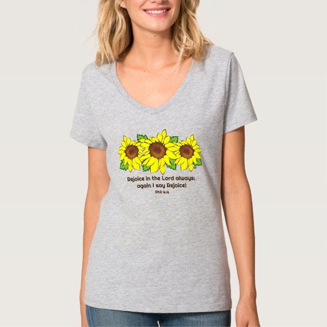 T-shirt Tournesols jaunes se réjouissent dans le Seigneur  (Devant)