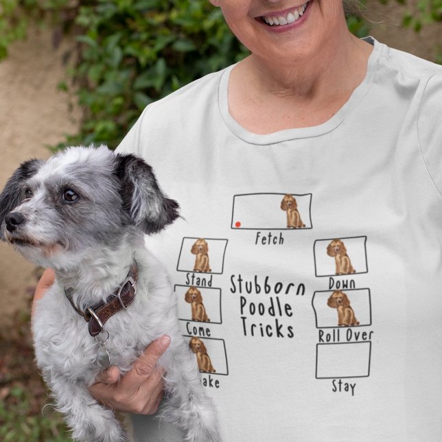 T-shirt Tours de chien Caniche Têtu Abricot Rouge (Créateur téléchargé)
