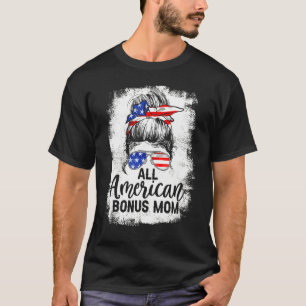 T-shirt Tous American Bonus Maman 4 juillet Messy Bun Fier