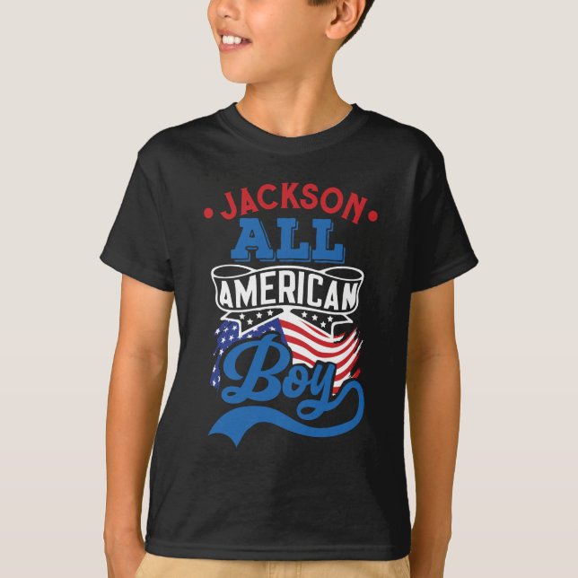 T-shirt Tous American boy 4 juillet nom de famille patriot (Devant)