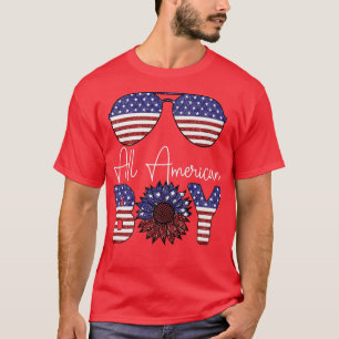 T-shirt Tous American Boy Sunflower USA Drapeau Lunettes d