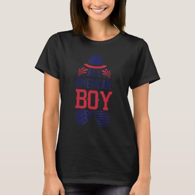 T-shirt Tous American Boys 4 juillet Boys Enfants Lunettes (Devant)