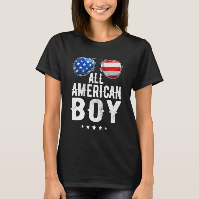 T-shirt Tous American Boys 4 juillet Boys Enfants Lunettes (Devant)