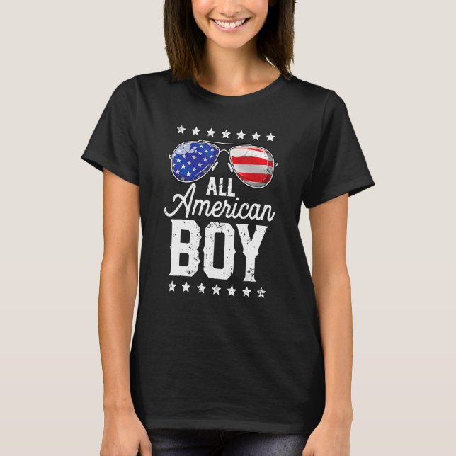 T-shirt Tous American Boys 4 juillet Boys Enfants Lunettes (Devant)