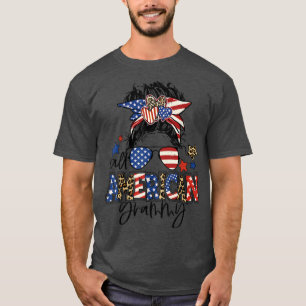 T-shirt Tous American Grammy Messy Bun Funny Grandma 4th O