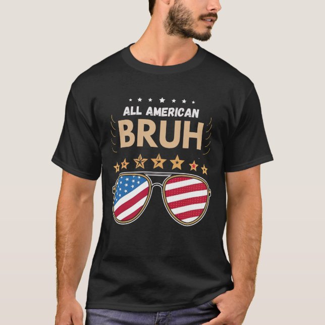 T-shirt Tous les Américains 4 juillet garçons Patriotique  (Devant)