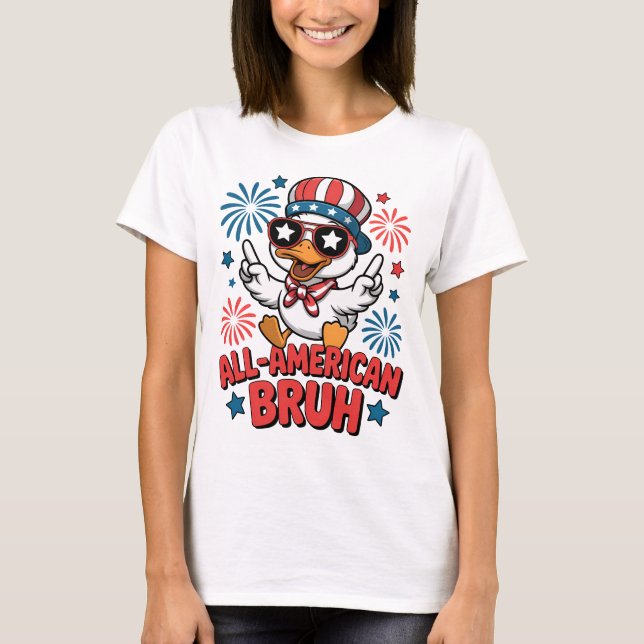 T-shirt Tous les Américains Bruh Patriotic Duck 4 juillet (Devant)