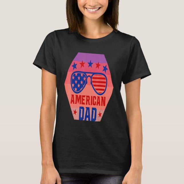 T-shirt Tous les Américains Papa 4 juillet Retro Lunettes  (Devant)