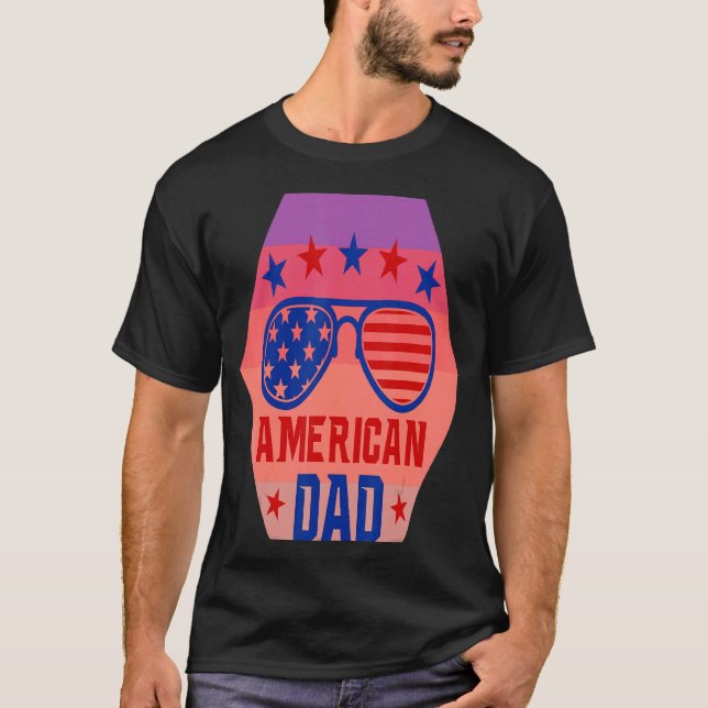 T-shirt Tous les Américains Papa 4 juillet Retro Lunettes  (Devant)
