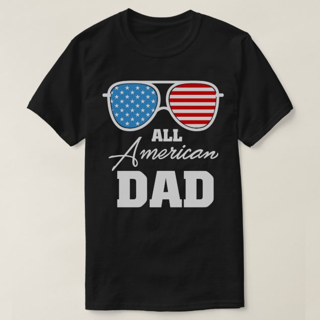T-shirt Tous les américains papa US lunettes de soleil dra (Design devant)