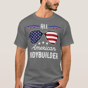 T-shirt Tous les Bodybuilder américains 4 juillet Lunettes