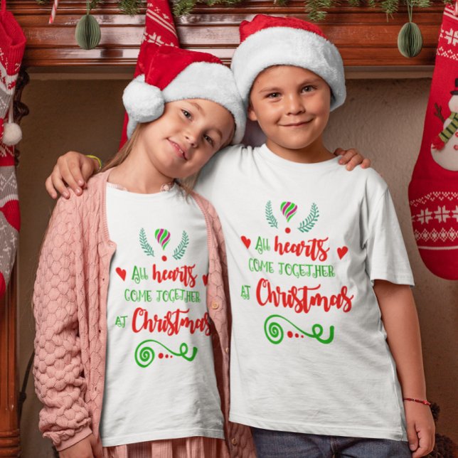 T-shirt Tous Les Coeurs Se Réunissent Lors Des Vacances De (All Hearts Come Together At Christmas Holiday Kids T-Shirt)