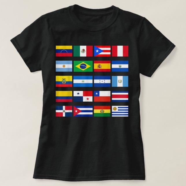 T-shirt Tous les drapeaux latino-américains Patrimoine his (Design devant)