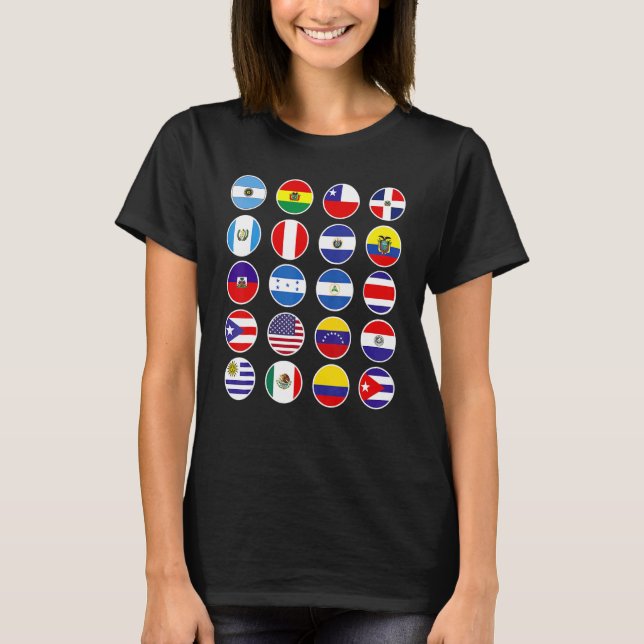 T-shirt Tous les drapeaux latino-américains Pays Hérita hi (Devant)