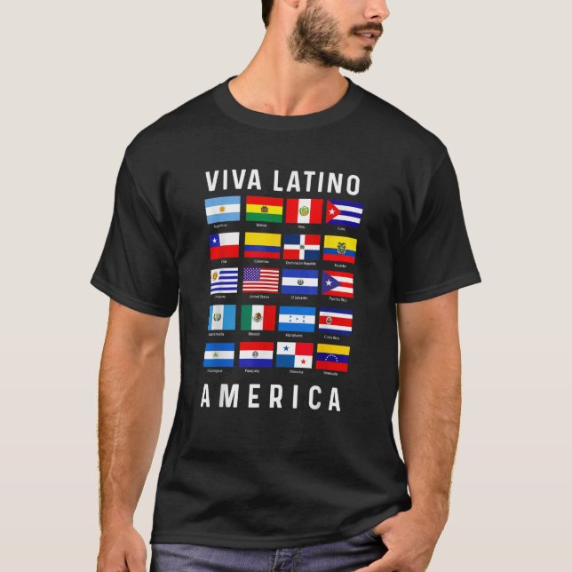 T-shirt Tous les drapeaux latino-américains Pays Viva Lati (Devant)