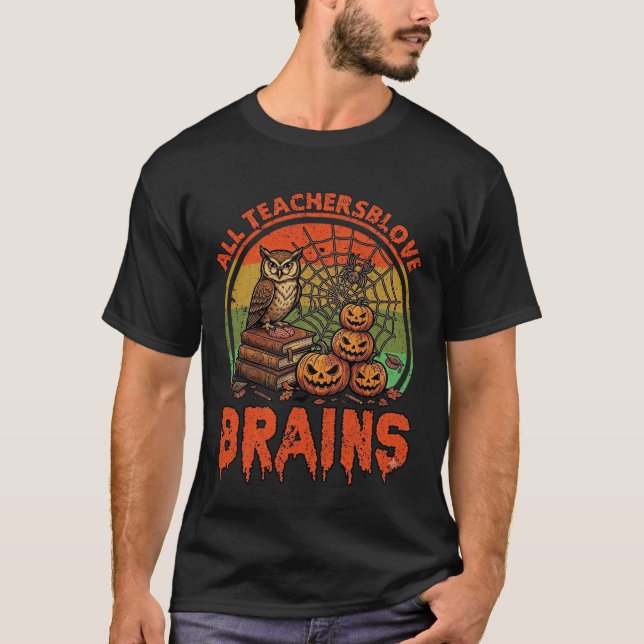 T-shirt Tous les enseignants aiment les citrouilles d'Hall (Devant)