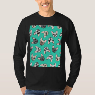 T-shirt Tous les Français Turquoise mignon Français Bulldo