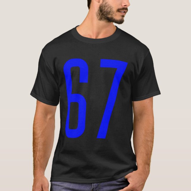 T-shirt Tous les Sports Fan Favori Bleu Numéro 67 Jersey (Devant)