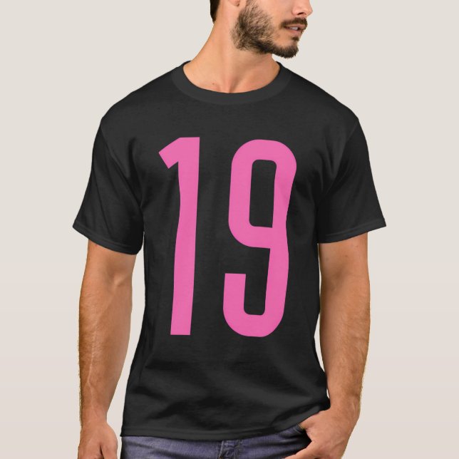 T-shirt Tous les Sports Fan Favorite rose Numéro 19 Jersey (Devant)