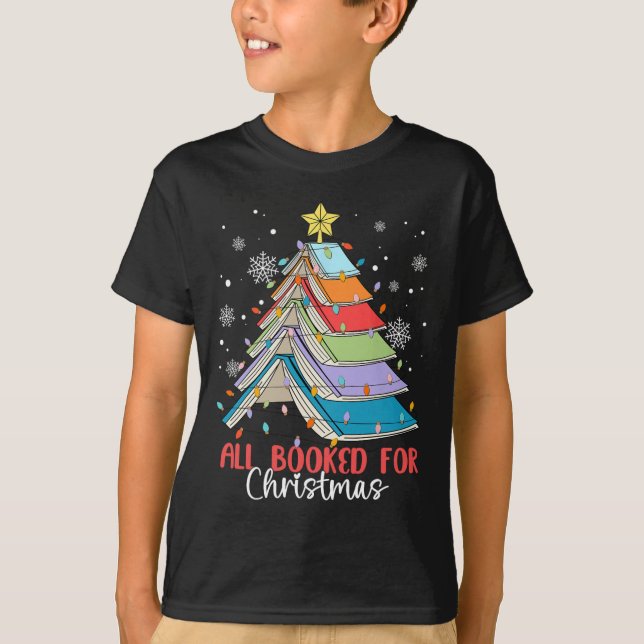 T-shirt Tous Réservés Pour Noël Livre Arbre de Noël Lumièr (Devant)