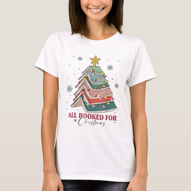 T-shirt Tous Réservés Pour Noël Livre Arbre de Noël Lumièr (Devant)