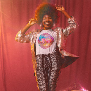 T-shirt Tout âge Anniversaire Retro Hot Pink Disco Ball