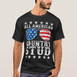 T-shirt Tout Américain Stud Boy Country 4 juillet Drapeau