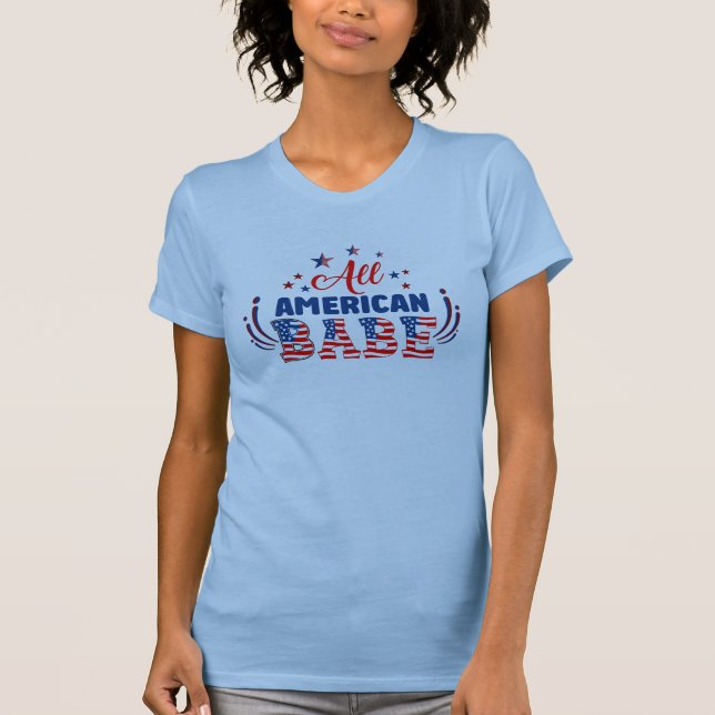 T-shirt Tout American Babe Patriotic Design (Devant)
