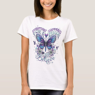 T-shirt Tout arrive pour une raison PNG, Butterfly Sub