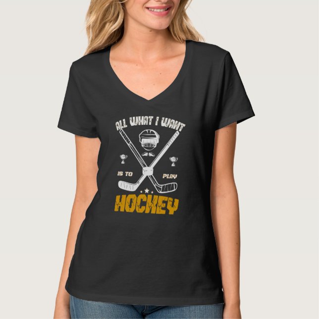 T-shirt Tout Ce Que Je Veux, C'Est Jouer Au Hockey Pour Jo (Devant)