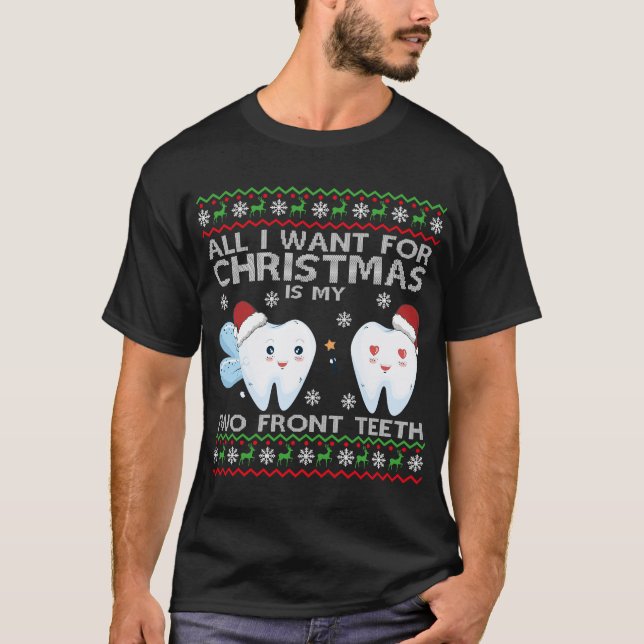 T-shirt Tout ce que je veux pour Noël, c'est que mes deux  (Devant)