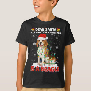 T-shirt Tout Ce Que Je Veux Pour Noël Est Beagle Santa Hat