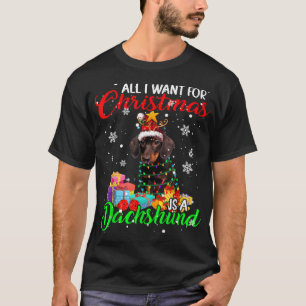 T-shirt Tout Ce Que Je Veux Pour Noël Est Un Dachshund Pèr