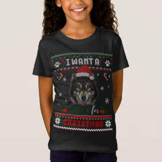 T-Shirt Tout ce que je veux pour Noël est un loup - Noël P