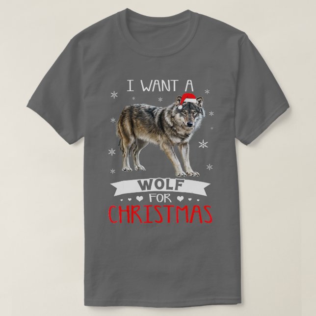 T-shirt Tout ce que je veux pour Noël est un Loup Noël Pyj (Design devant)
