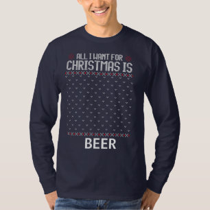 T-shirt Tout ce que vous voulez pour Noël est Bière Mens L