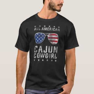 T-shirt Tout Cowgirl Cajun Américain Drapeau Usa Lunettes