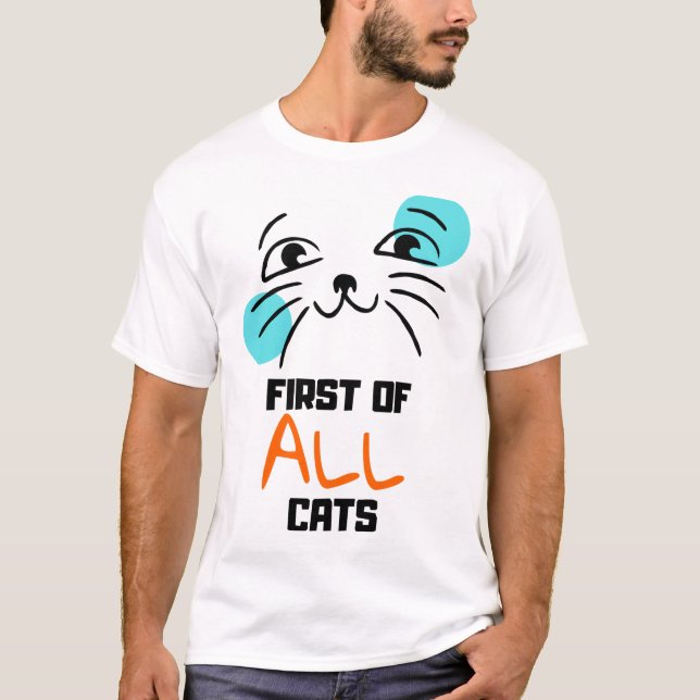 T-shirt Tout d'abord, les chats - mignon chat visage Tee (Devant)
