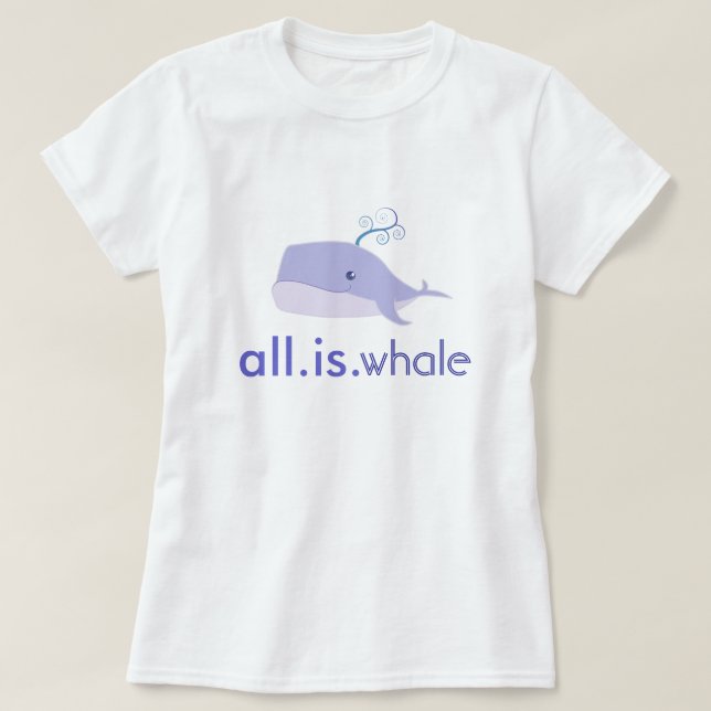 T-shirt Tout est baleine (bleu, femmes) (Design devant)