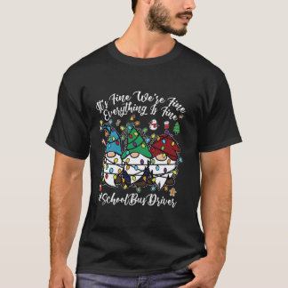 T-shirt Tout Est Bien Noël École Bus Conducteur Coupe