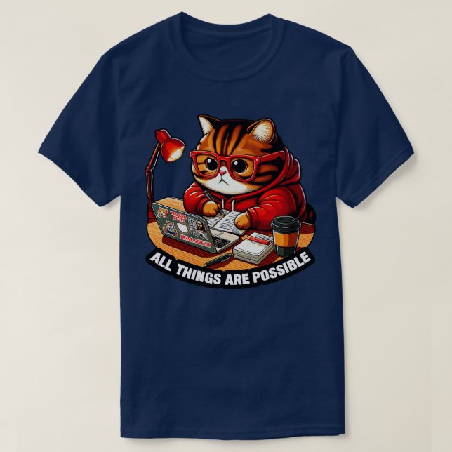 T-shirt Tout Est Possible Chubby Tabby Ordinateur Portable (Design devant)