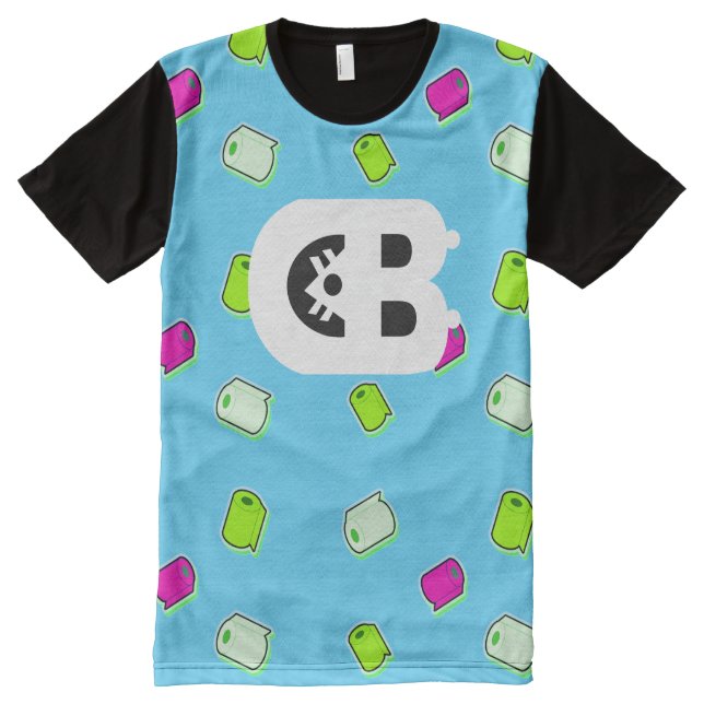 T-shirt Tout Imprimé Blue T Shirt The Toilet Roll (Devant)